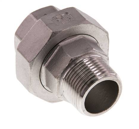 3/4'' NPT x 3/4'' NPT F/M Stainless steel Double Nipple 3-pieces with Conically sealing 16 Bar