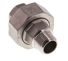 Rp 3/8'' x R 3/8'' F/M Stainless steel Double Nipple 3-pieces with Conically sealing 16 Bar