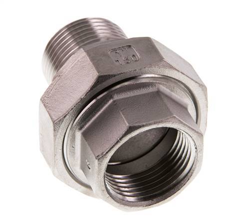 1'' NPT x 1'' NPT F/M Stainless steel Double Nipple 3-pieces with Conically sealing 16 Bar