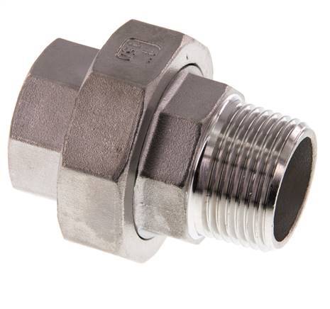 1'' NPT x 1'' NPT F/M Stainless steel Double Nipple 3-pieces with Conically sealing 16 Bar