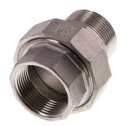 Rp 1 1/4'' x R 1 1/4'' F/M Stainless steel Double Nipple 3-pieces with Conically sealing 16 Bar