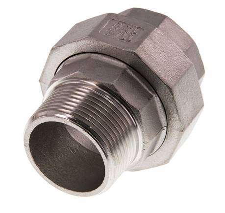 Rp 1 1/4'' x R 1 1/4'' F/M Stainless steel Double Nipple 3-pieces with Conically sealing 16 Bar