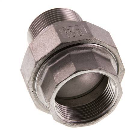 Rp 1 1/4'' x R 1 1/4'' F/M Stainless steel Double Nipple 3-pieces with Conically sealing 16 Bar