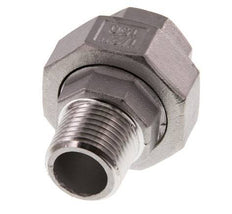 Rp 1/2'' x R 1/2'' F/M Stainless steel Double Nipple 3-pieces with Flat sealing 16 Bar