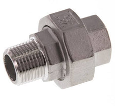 Rp 1/2'' x R 1/2'' F/M Stainless steel Double Nipple 3-pieces with Flat sealing 16 Bar