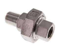 Rp 1/4'' x R 1/4'' F/M Stainless steel Double Nipple 3-pieces with Flat sealing 16 Bar