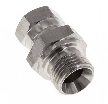 G 3/8'' x G 1/2'' F/M Stainless steel Reducing Adapter 350 Bar - Hydraulic