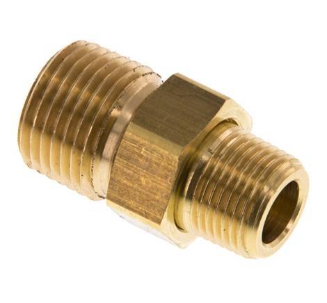 R 1/2'' x R 3/8'' Brass Double Nipple 3-pieces with Conically sealing 16 Bar