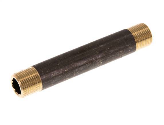 G 3/8'' Brass Double Pipe Nipple 16 Bar DIN 2982 - 100mm