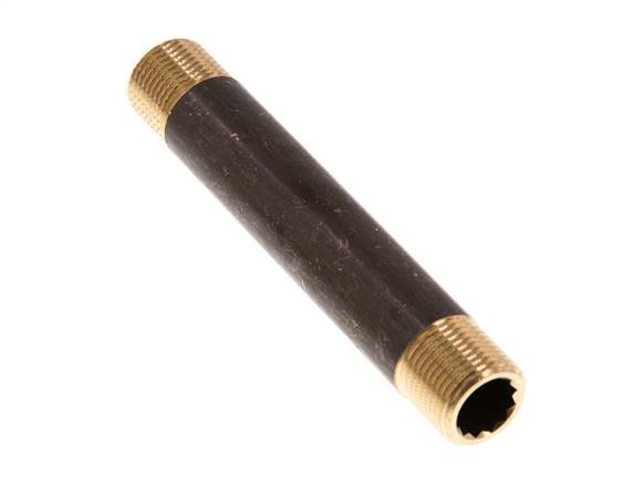 G 3/8'' Brass Double Pipe Nipple 16 Bar DIN 2982 - 100mm