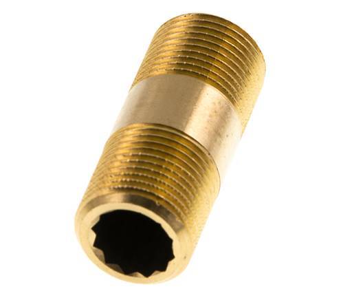 G 3/8'' Brass Double Pipe Nipple 16 Bar DIN 2982 - 40mm