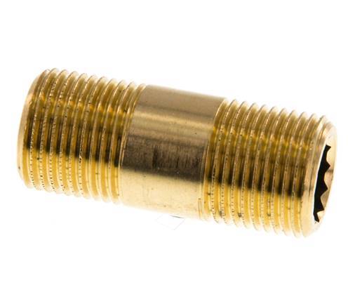 G 3/8'' Brass Double Pipe Nipple 16 Bar DIN 2982 - 40mm
