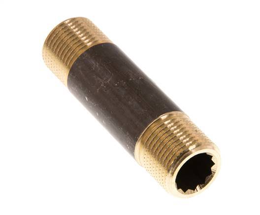 G 3/8'' Brass Double Pipe Nipple 16 Bar DIN 2982 - 60mm