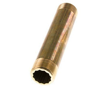 G 1'' Brass Double Pipe Nipple 16 Bar DIN 2982 - 150mm
