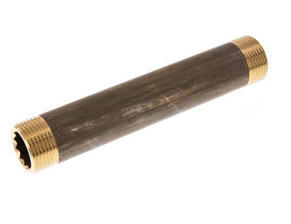 G 1'' Brass Double Pipe Nipple 16 Bar DIN 2982 - 180mm