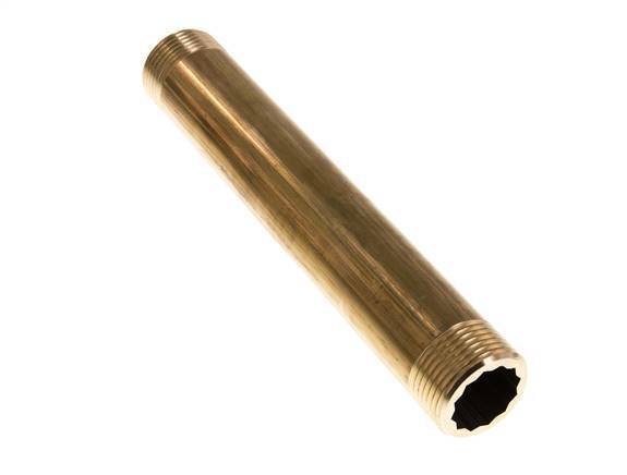 G 1'' Brass Double Pipe Nipple 16 Bar DIN 2982 - 200mm