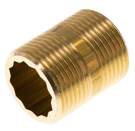 G 1'' Brass Double Pipe Nipple 16 Bar DIN 2982 - 40mm