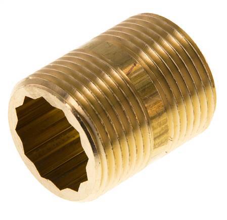 G 1'' Brass Double Pipe Nipple 16 Bar DIN 2982 - 40mm