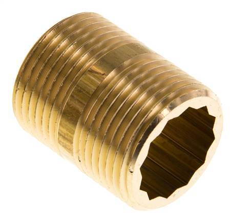 G 1'' Brass Double Pipe Nipple 16 Bar DIN 2982 - 40mm
