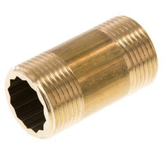 G 1'' Brass Double Pipe Nipple 16 Bar DIN 2982 - 60mm