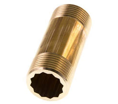 G 1'' Brass Double Pipe Nipple 16 Bar DIN 2982 - 80mm