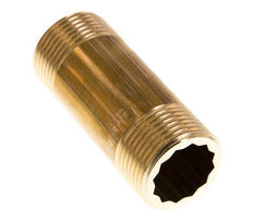 G 1'' Brass Double Pipe Nipple 16 Bar DIN 2982 - 80mm