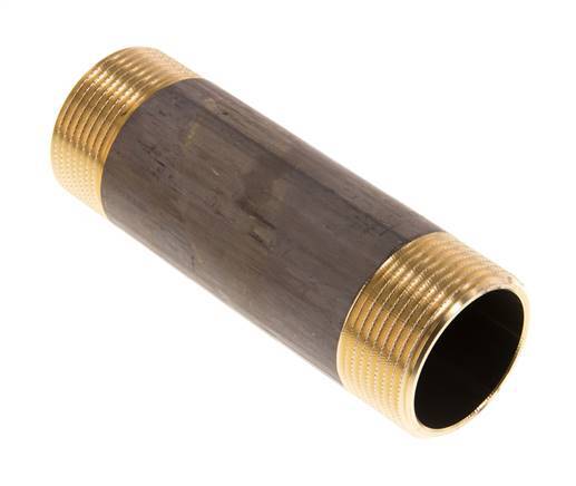 G 1 1/4'' Brass Double Pipe Nipple 16 Bar DIN 2982 - 120mm