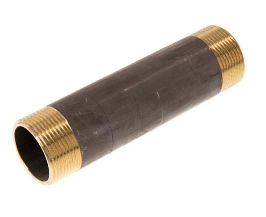 G 1 1/4'' Brass Double Pipe Nipple 16 Bar DIN 2982 - 150mm