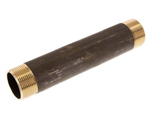 G 1 1/4'' Brass Double Pipe Nipple 16 Bar DIN 2982 - 200mm
