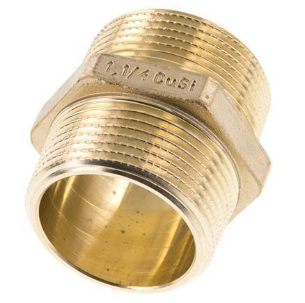 R 1 1/4'' Brass Double Nipple 16 Bar