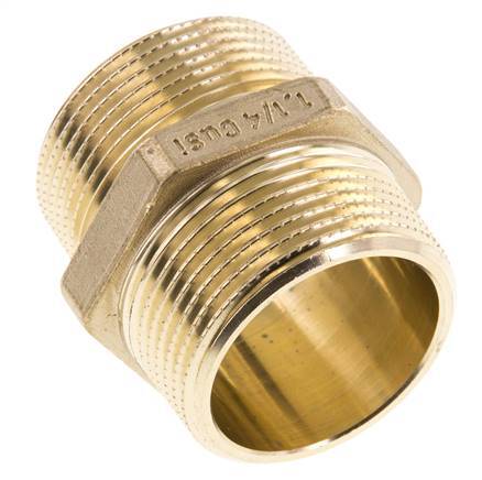 R 1 1/4'' Brass Double Nipple 16 Bar