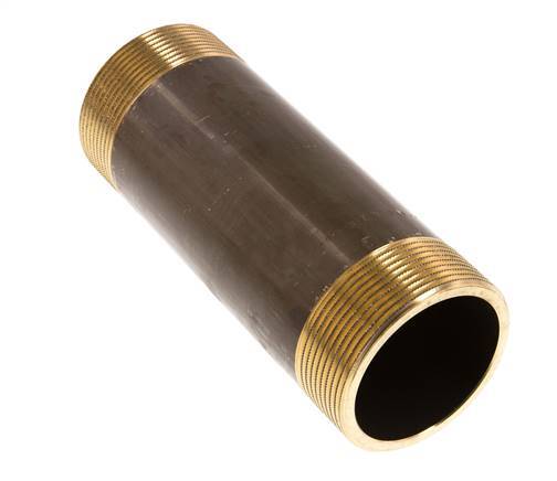 G 2'' Brass Double Pipe Nipple 16 Bar DIN 2982 - 150mm