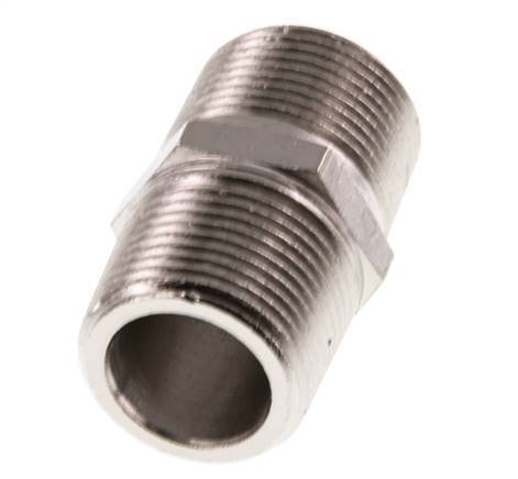 3/4'' NPT x R 3/4'' Nickel plated Brass Double Nipple 60 Bar