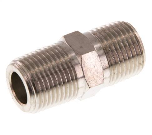 3/8'' NPT x R 3/8'' Nickel plated Brass Double Nipple 60 Bar