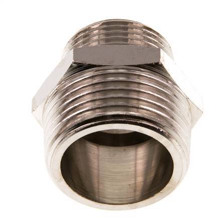 R 1'' x R 3/4'' Nickel plated Brass Double Nipple 16 Bar