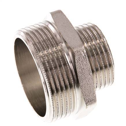 G 1 1/2'' x G 1'' Nickel plated Brass Double Nipple 16 Bar