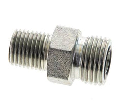 UN 11/16''-16 x 1/4'' NPT Zinc plated Steel Double Nipple ORFS 630 Bar - Hydraulic