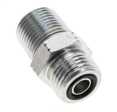 UN 11/16''-16 x 3/8'' NPT Zinc plated Steel Double Nipple ORFS 630 Bar - Hydraulic