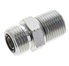 UN 11/16''-16 x 3/8'' NPT Zinc plated Steel Double Nipple ORFS 630 Bar - Hydraulic