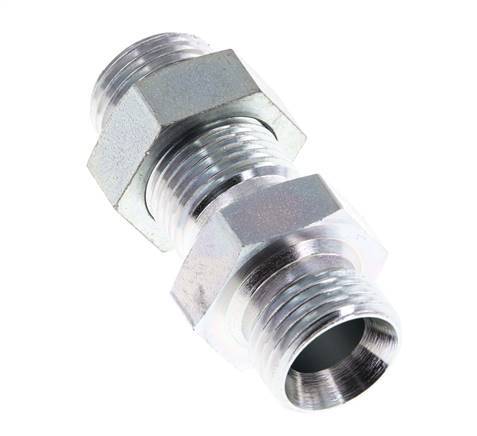 G 1/2'' Zinc plated Steel Bulkhead Double nipple 350 Bar - Hydraulic