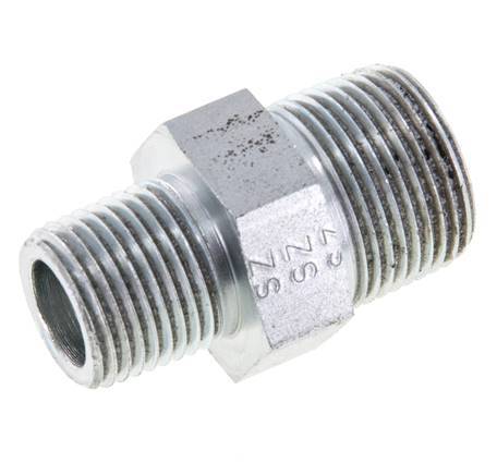 1/2'' NPT x 3/4'' NPT Zinc plated Steel Double Nipple 170 Bar - Hydraulic