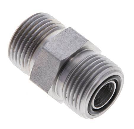 UN 13/16''-16 Zinc plated Steel Double Nipple ORFS 630 Bar - Hydraulic