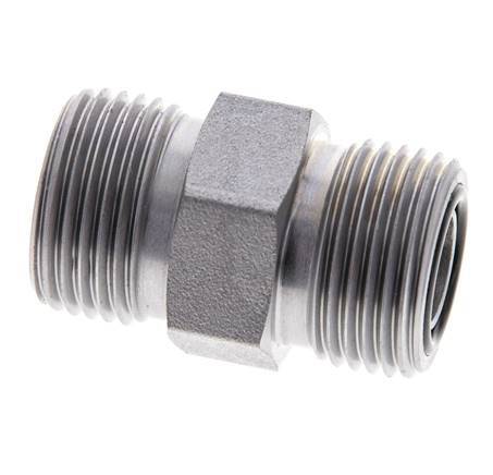 UN 13/16''-16 Zinc plated Steel Double Nipple ORFS 630 Bar - Hydraulic