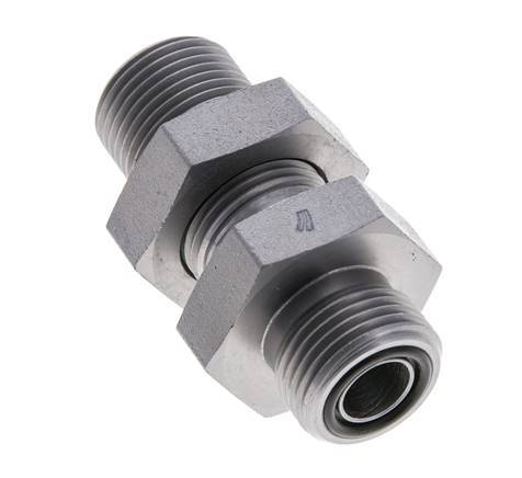 UN 13/16''-16 Male Zinc plated Steel Bulkhead Fitting ORFS 630 Bar - Hydraulic