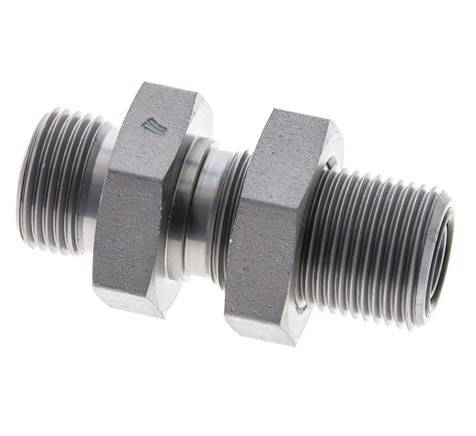 UN 13/16''-16 Male Zinc plated Steel Bulkhead Fitting ORFS 630 Bar - Hydraulic