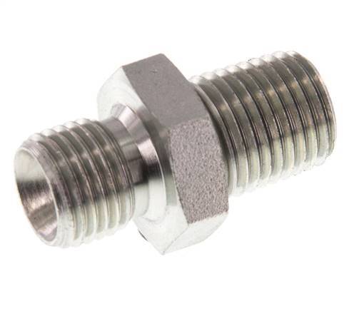 1/4'' NPT x G 1/4'' Zinc plated Steel Double Nipple 3-pieces 800 Bar - Hydraulic