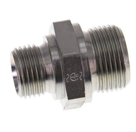 G 3/4'' x G 1/2'' Zinc plated Steel Double Nipple 400 Bar - Hydraulic