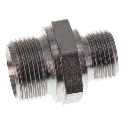 G 3/4'' x G 1/2'' Zinc plated Steel Double Nipple 400 Bar - Hydraulic