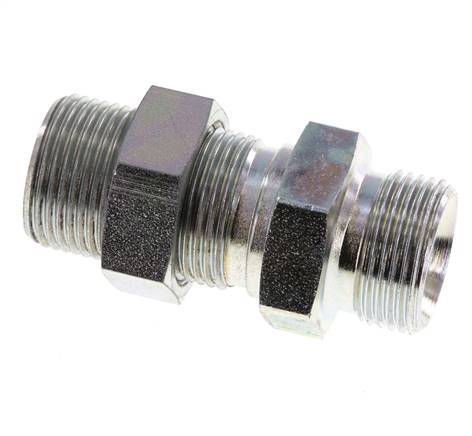 G 3/4'' Zinc plated Steel Bulkhead Double nipple 325 Bar - Hydraulic