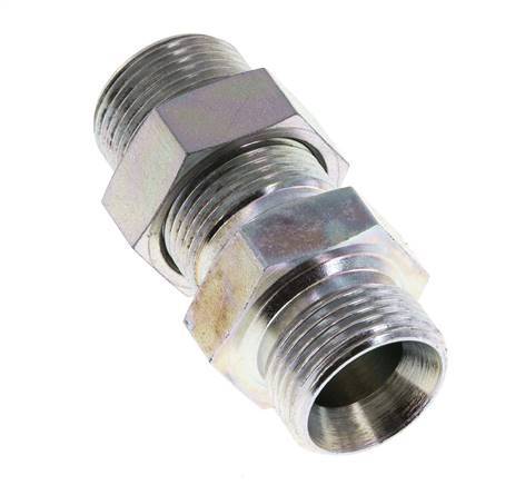 G 3/4'' Zinc plated Steel Bulkhead Double nipple 325 Bar - Hydraulic